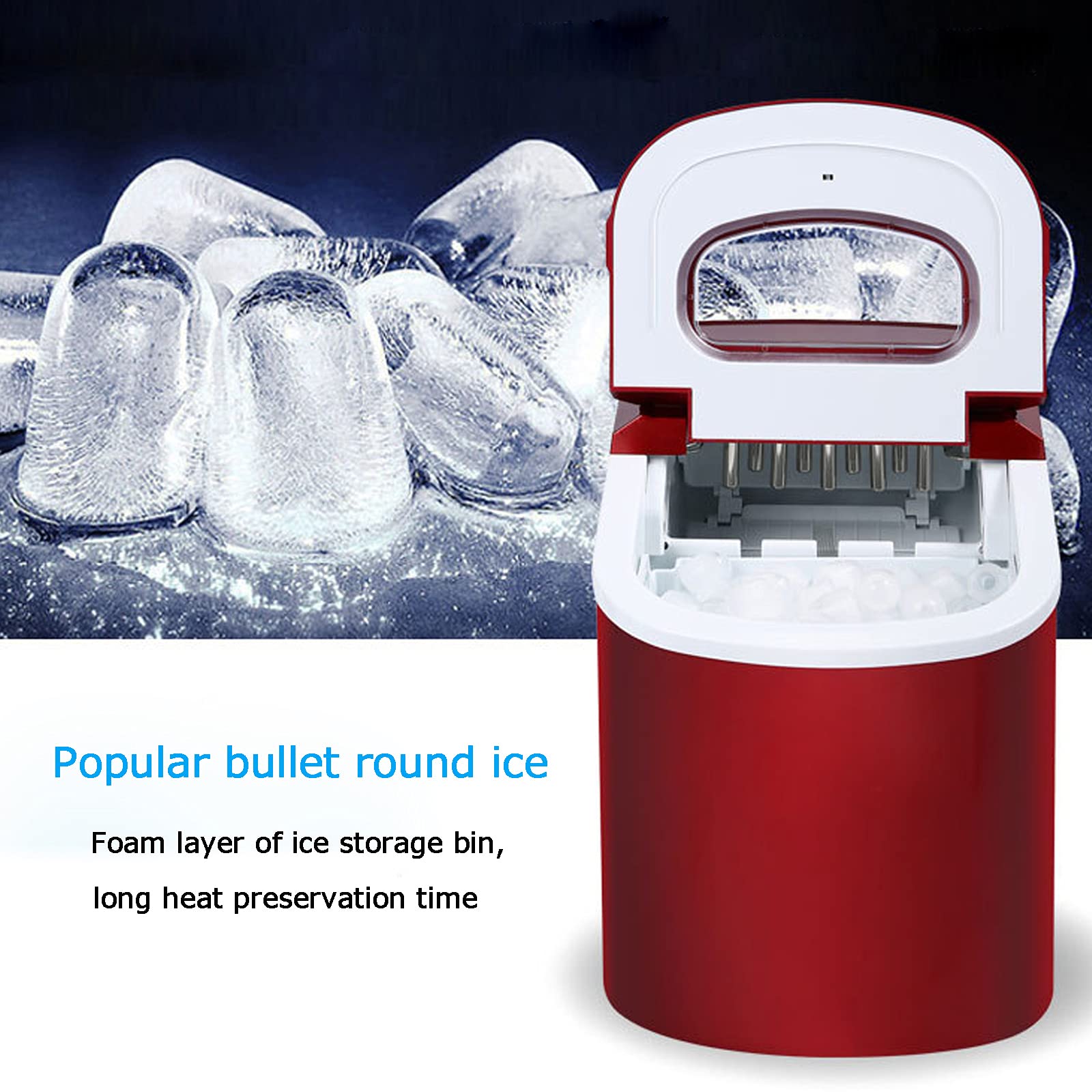 高速アイスメーカー　製氷機 家庭用 業務用 高速 自動製氷機 大容量 レジャー 製氷機 家庭用 最短6分 高速製氷 丸型氷 スコップ付き 小型 自動