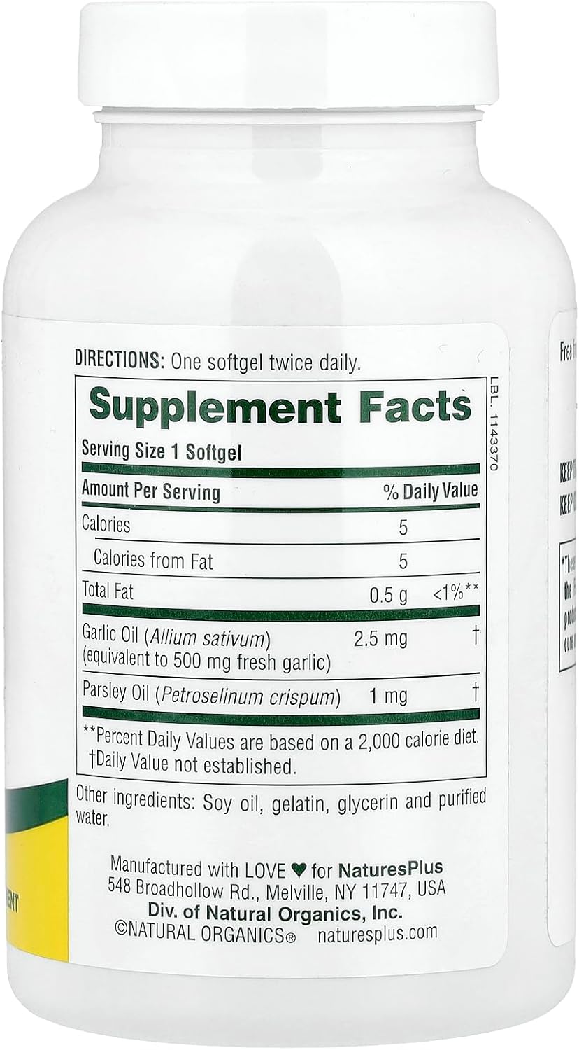 Garlic and Parsley Oil, 180 Softgels, NaturesPlus