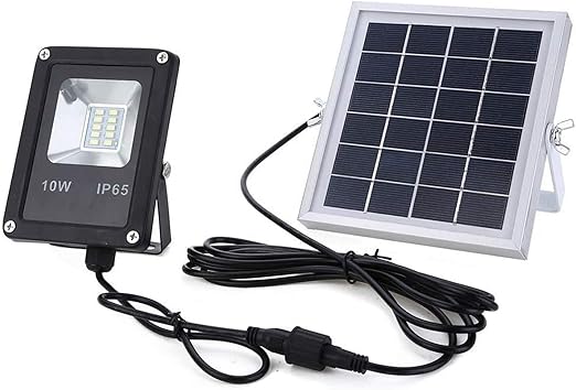 Generic 10w Solar Powered Floodlight Remote Control Solar Garden Street Light 180° Rotatable Support Ip65 Waterproof Design Outdoor Patio Wall lamp for Garage Swimming Pool Pond Terrac