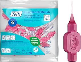 TePe Interdental Brush, Original, Pink, 0.4mm/ISO 0, 20pcs, Plaque Removal, efficient Clean Between The Teeth, Tooth Floss, for Narrow Gaps
