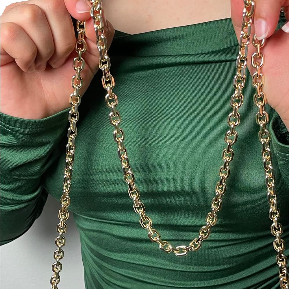 Rolo Purse Chain Diamond Cut Crossbody Shoulder Strap (9mm) Polished (24" / 60cm)