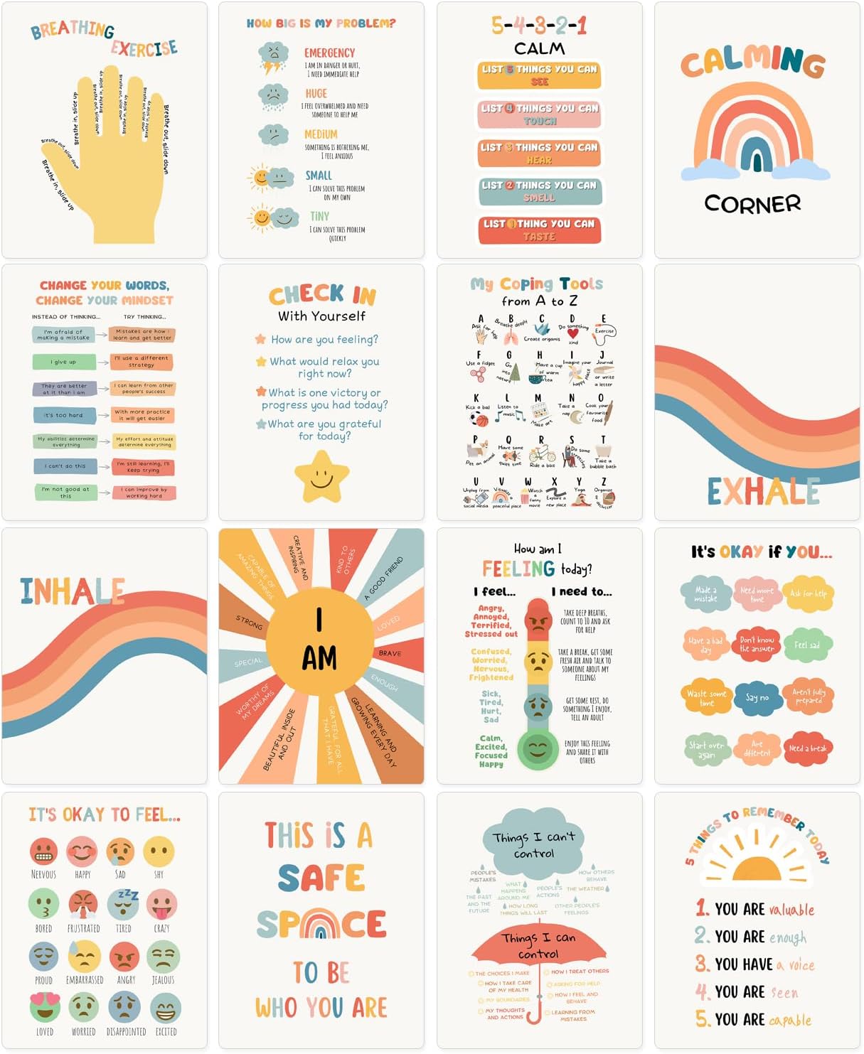 bqw 16 Calming Corner Poster for Kids 11×16...