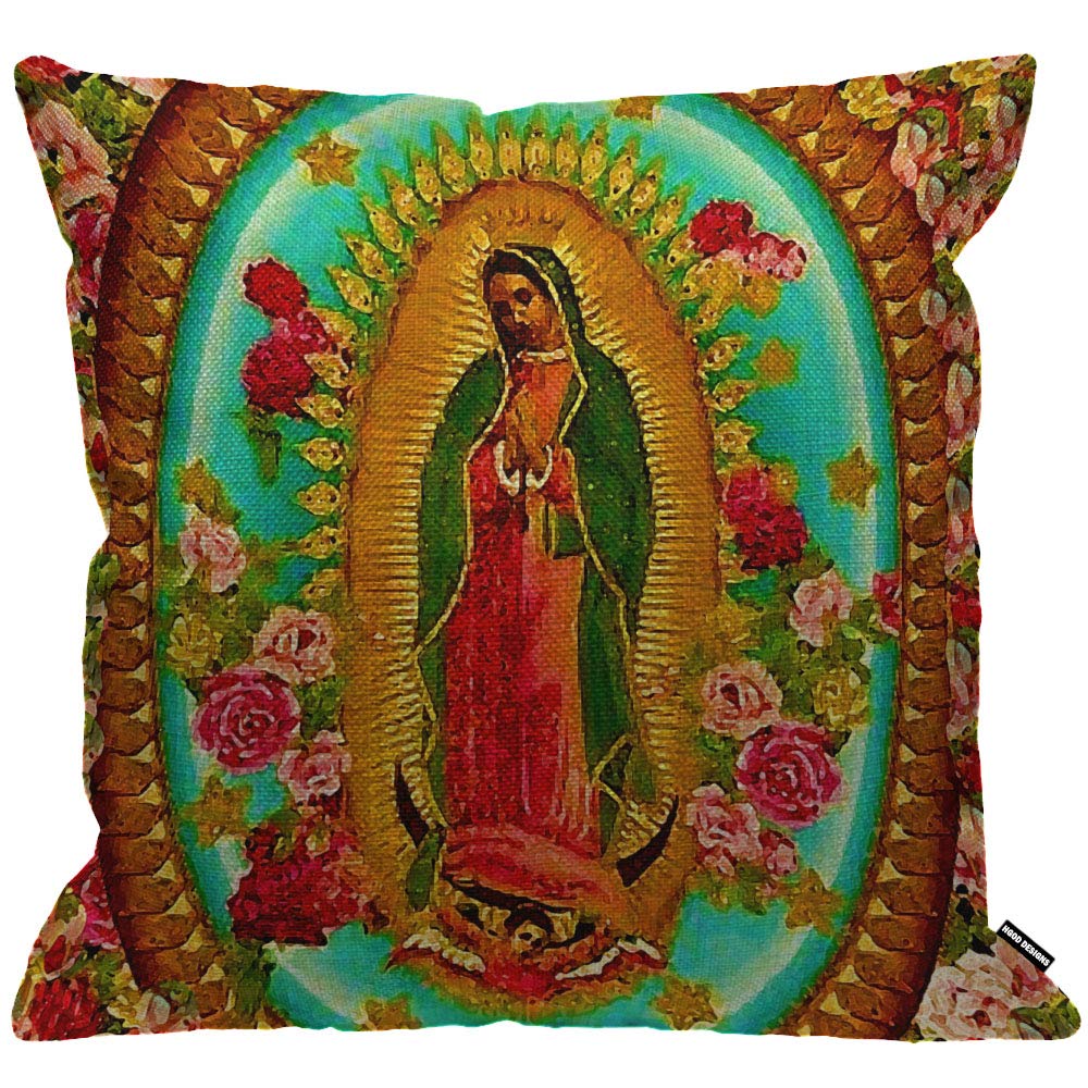 HGOD DESIGNSCushion Cover Mexico Our Lady Guadalupe Mexican Saint Virgin Catholic,Throw Pillow Case Home Decorative for Men/Women Living Room Bedroom Sofa Chair 18X18 Inch Pillowcase 45X45cm