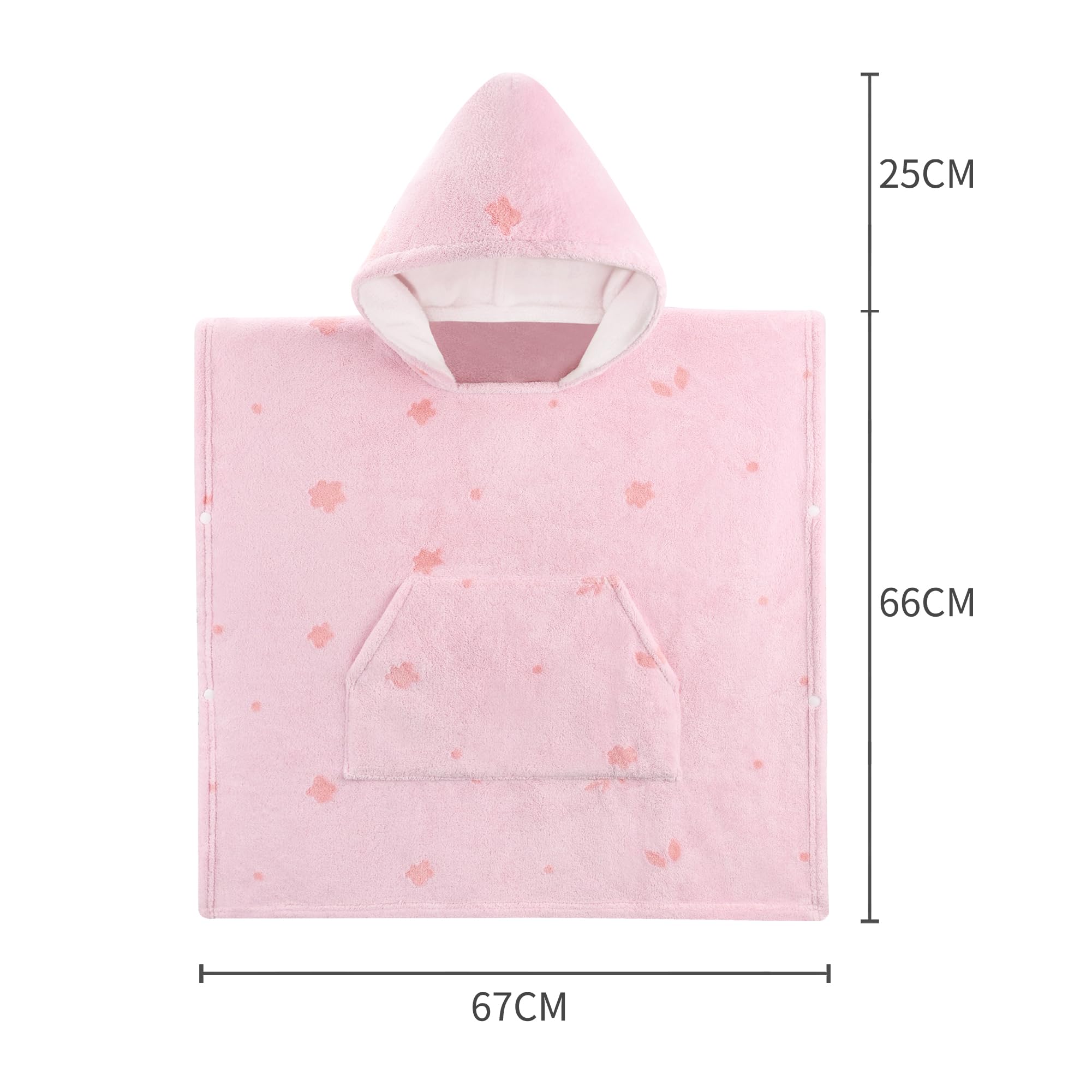 Bebamour Baby Hooded Towels Wearable Hooded Towel for Boys Girls Absorbent Hooded Towel for Toddlers 25"x 25", 0-6 Years, Flower - Image 2