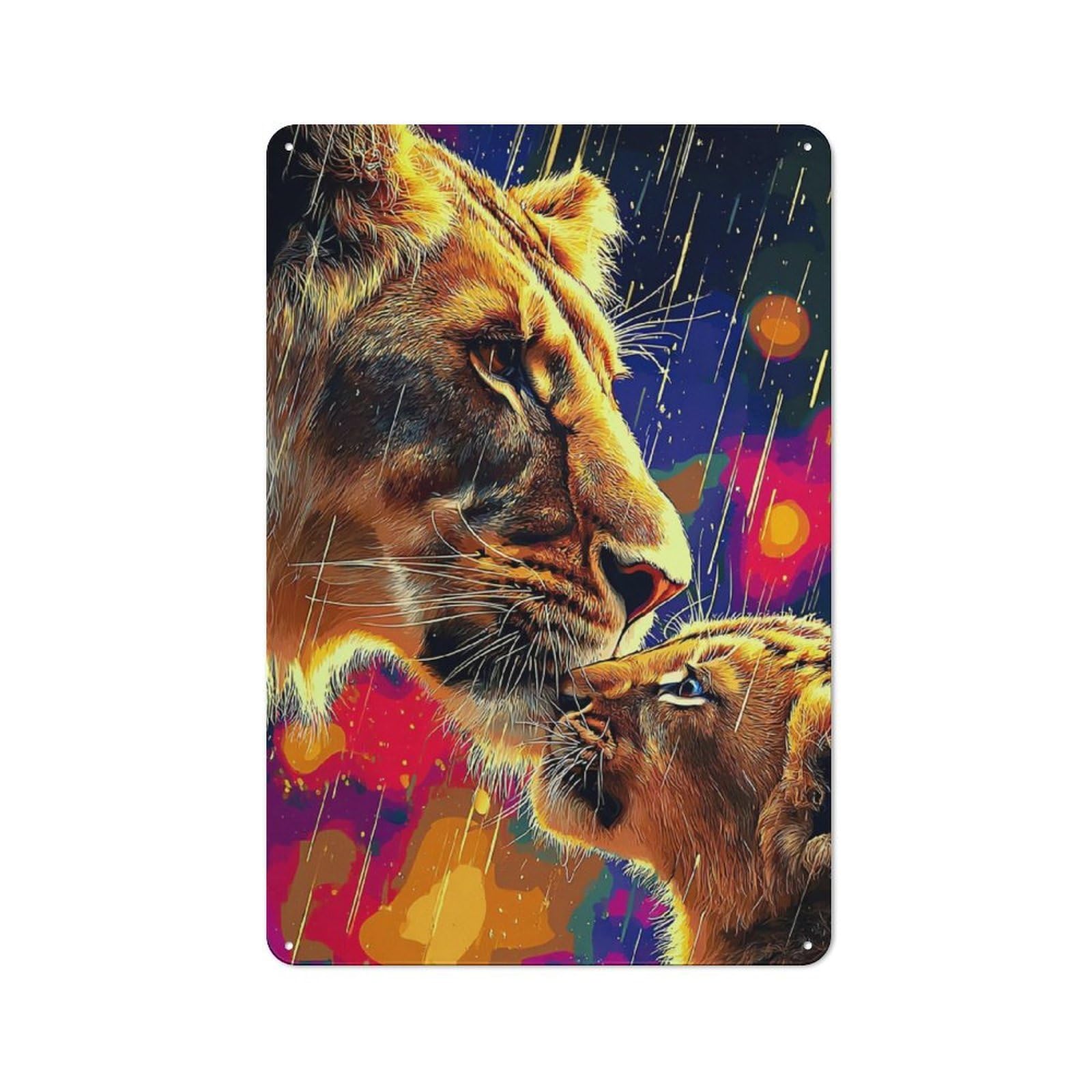 Junmoney Rainbow Lioness Bond Shop Front Style Decorative Metal Plaque 30X20cm, Shop Wall Decor For Cafe, Bistro, Bakery Or Restaurant