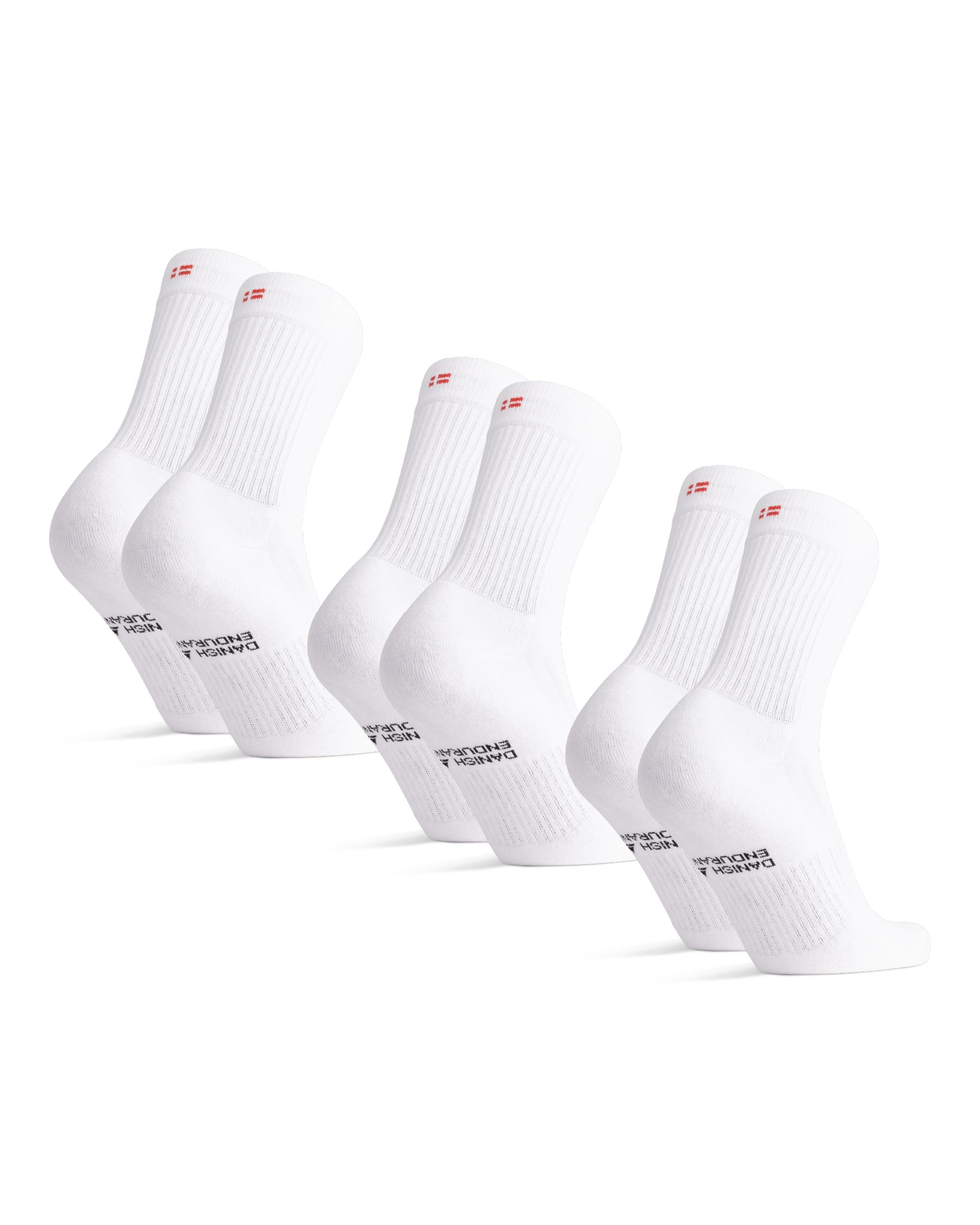 DANISH ENDURANCETennis Crew Socks, Cotton Striped Sports Socks, Cushioned for the Gym, for Men & Women, 3 or 6 PackOEKO-TEX STANDARD 100