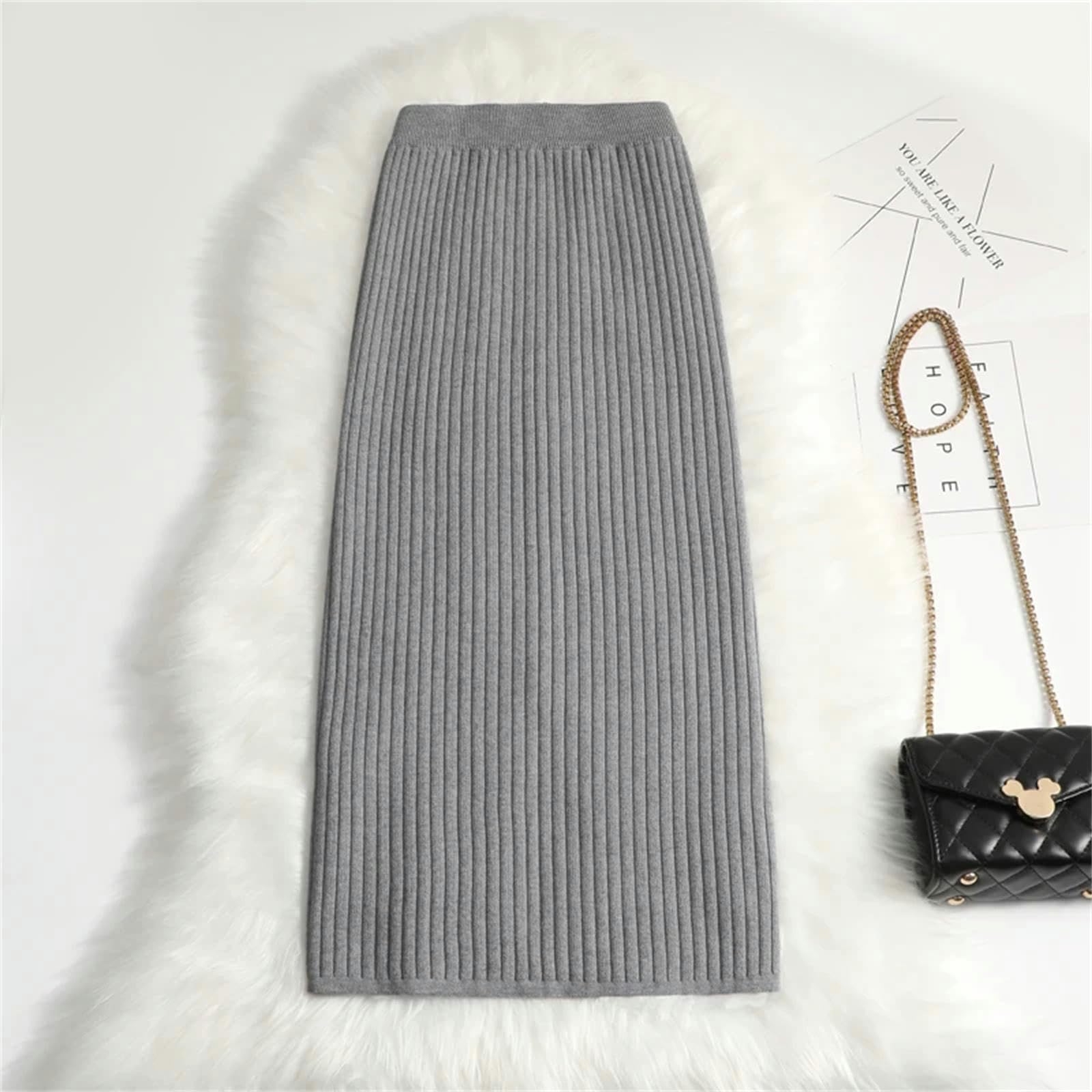 TEidea Rock Damen Damen Pullover Rock: Midi Strickrock Mit Hoher Taille, Warmer Und Stilvoller Winterrock