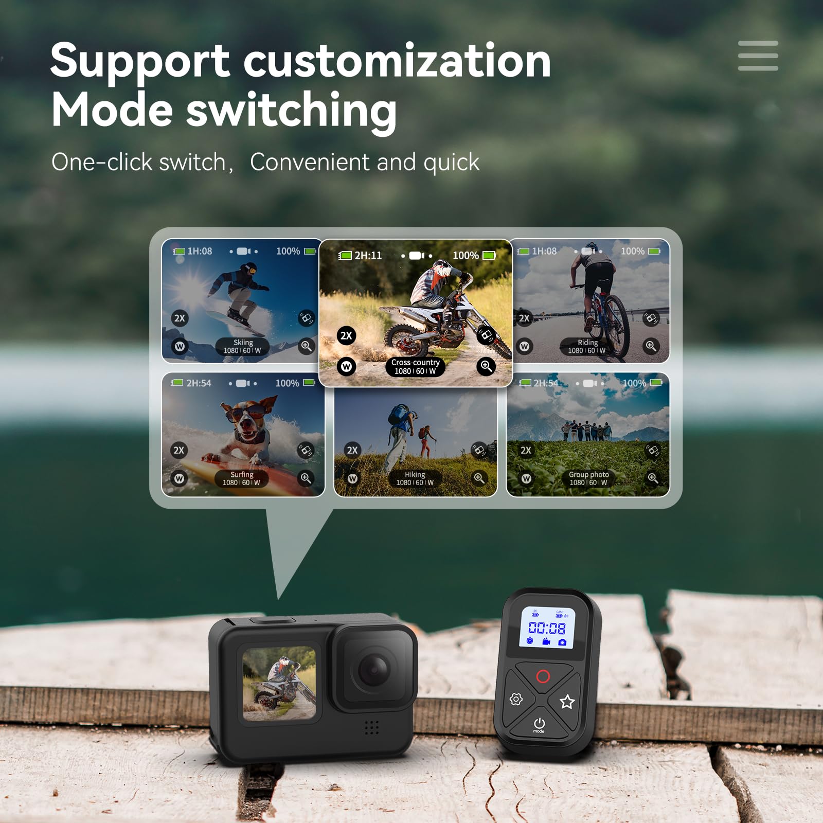 TELESIN Telecomando senza fili Bluetooth compatibile con Gopro Hero 13 Hero 12 Hero 11 Hero 10 Hero 9 Hero 8 Max telecomando per fotocamera impermeabile con cinturino da polso
