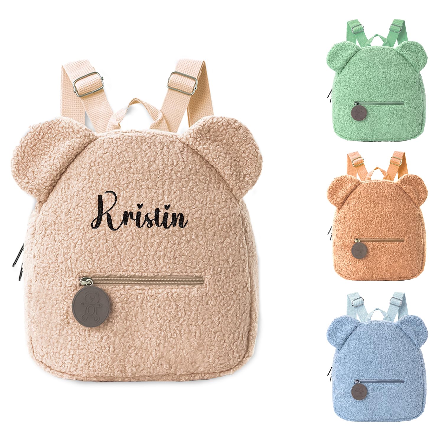 Ulico Personalized Bear Backpack,Custom Embroidered Name Bear Ears Shoulder Bag,Cute Fuzzy Mini Daypack Purse Gifts