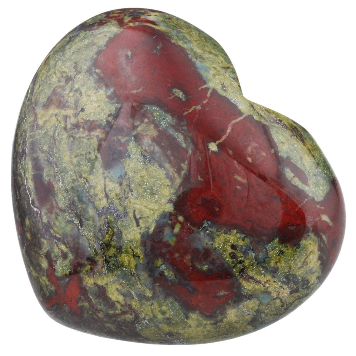 Kyeygwo Dark Red Dragon Blood Jasper Puff Heart Healing Crystals Love Stone, Pocket Stones Palm Worry Stone For Reiki Meditation Balancing, 1.7" (1 Pcs)