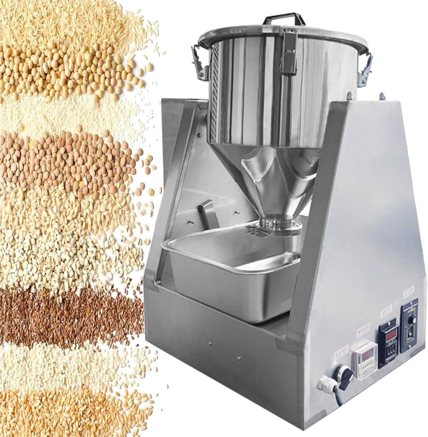 Qiang Mezclador Eléctrico para Especias y Alimentos en Polvo - Mezclador de Tambor Acero Inoxidable 304, Grado Alimentario, Fácil Limpieza, para Laboratorio e Industria 40L