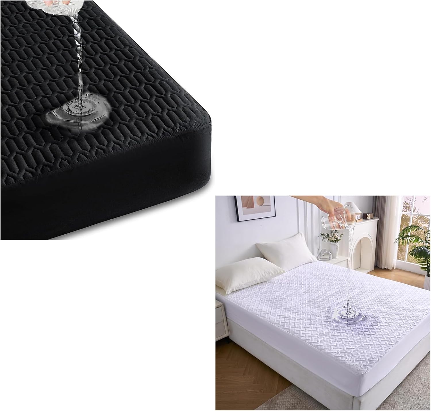 2 Pack Waterproof Mattress Protector, Queen Size Bed Mattress Cover with Deep Pocket 6"-18" Depth