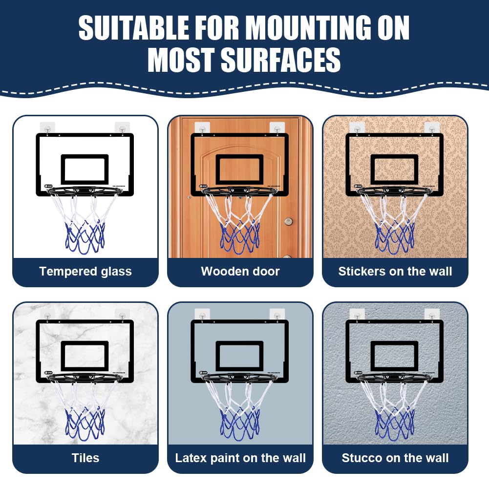 OSDUE Mini Canestro da Basket per Bambini, Mini Canestro Professionale da Basket Kit Basket da Camera Interno, Viene Fornito con 4 Palloni da Basket in Gomma e 1 Pompa, 40x26CM Mini Tabellone