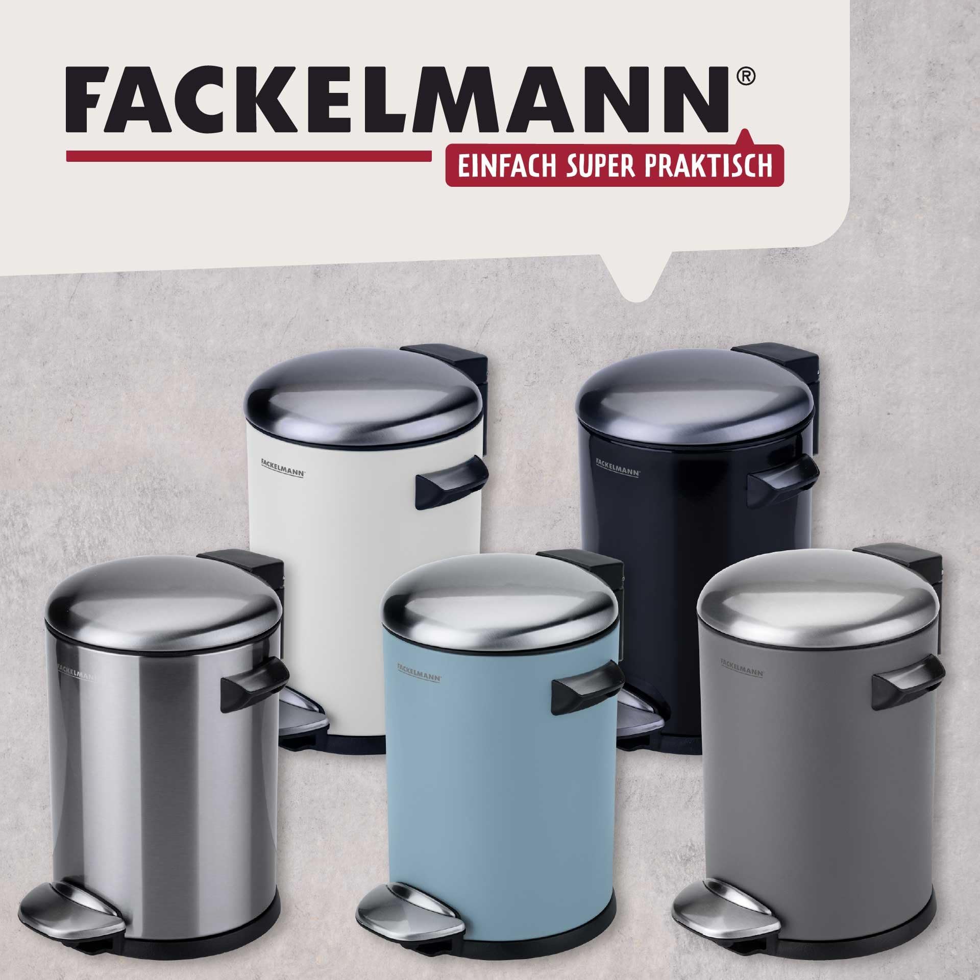 FACKELMANN PARIS Pedal-Abfallsammler 3L White mat – Eleganter Abfalleimer in Weiß, Integrierte Beutelhalterung, 2 Tragegriffe, Geeignet für Bad und Gäste-WC
