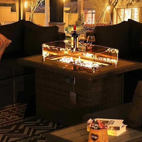 Miniatura 5 de BULEXYARD Yable - Fogata de propano para patio al aire libre de 43 pulgadas, 55,000 BTU con encendido automático de gas con mesa de vidrio templado