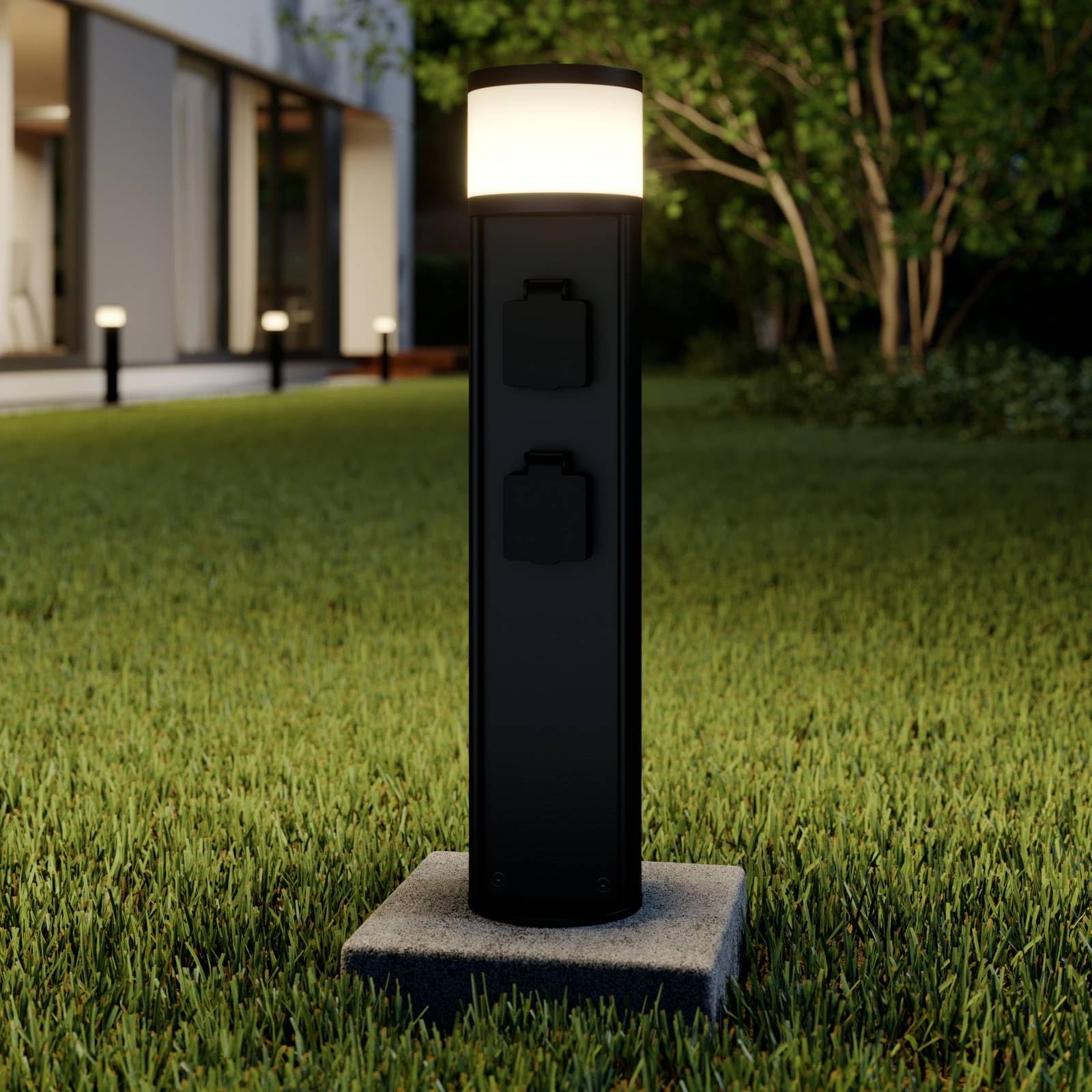 Lucande Bombillas LED baliza de jardín en antracita, luz camino exterior