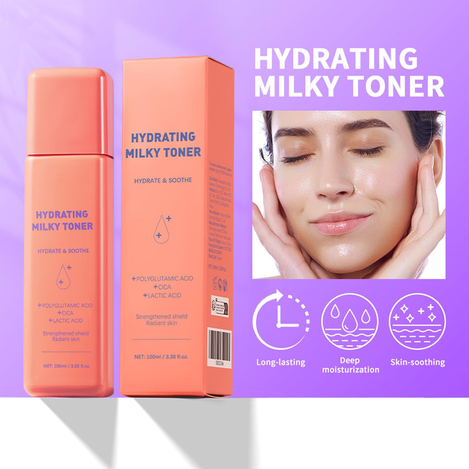 Milky Toner für das Gesicht – feuchtigkeitsspendendes und beruhigendes Gesichtswasser mit taufrischem Finish, Hautbarriere-Unterstützungsformel für alle Hauttypen, antihaftbeschichtete