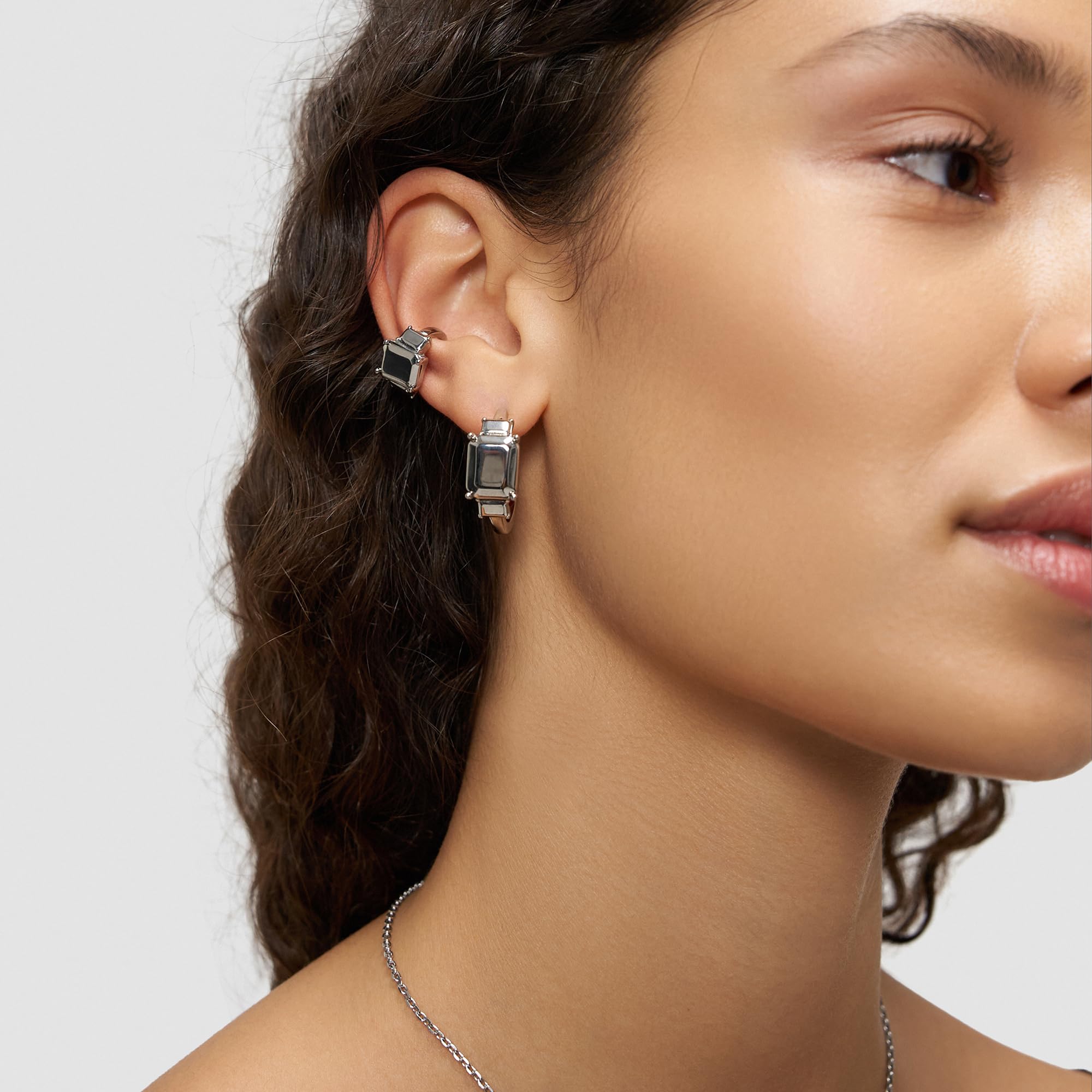 LIEBESKIND BERLIN Damen Schmuck im Diamond Design - Earcuff mit Steel Diamond in Silber - alltagstauglich & besonders - Geschenkidee