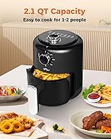 Vista 4 de Bear Freidora de aire pequeña 2.1 QT, Mini freidora de aire con control ajustable de tiempo y temperatura, tamaño compacto que ahorra espacio