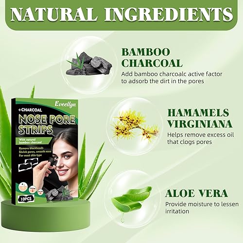 Miniatura 2 de Tiras removedoras de puntos negros, tiras de poros de carbón, tiras de limpieza profunda para todo tipo de piel