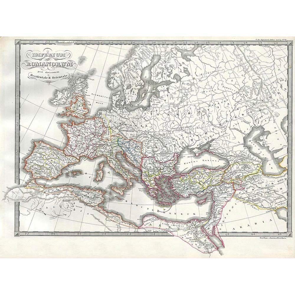 Wee Blue Coo 1850 Map Roman Empire Divided East West Ancient Rome Art Print Poster Wall Decor 12X16 Inch