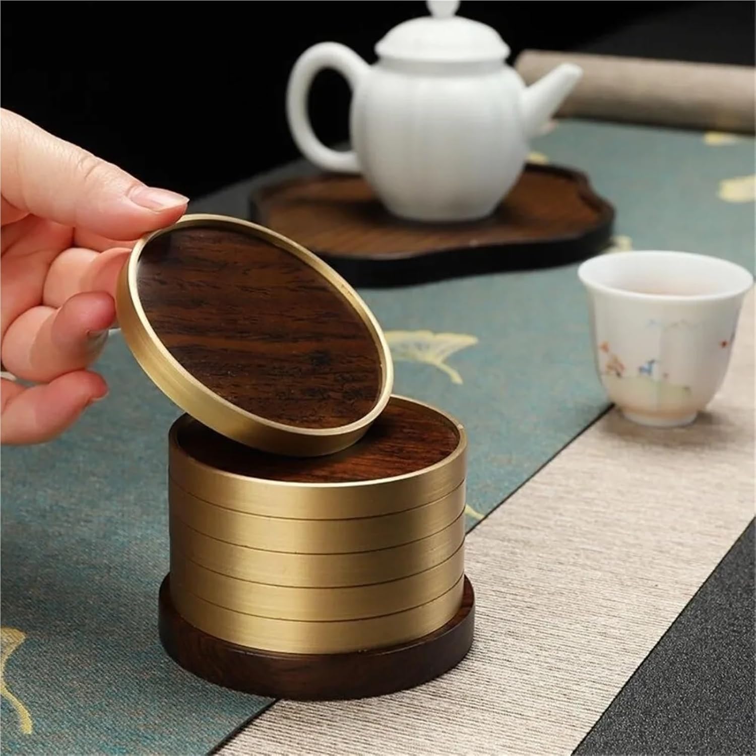 Coasters 8pcs Solid Wood Coasters - Round, Heat-Resistant Non-Slip Tea Cup Holders