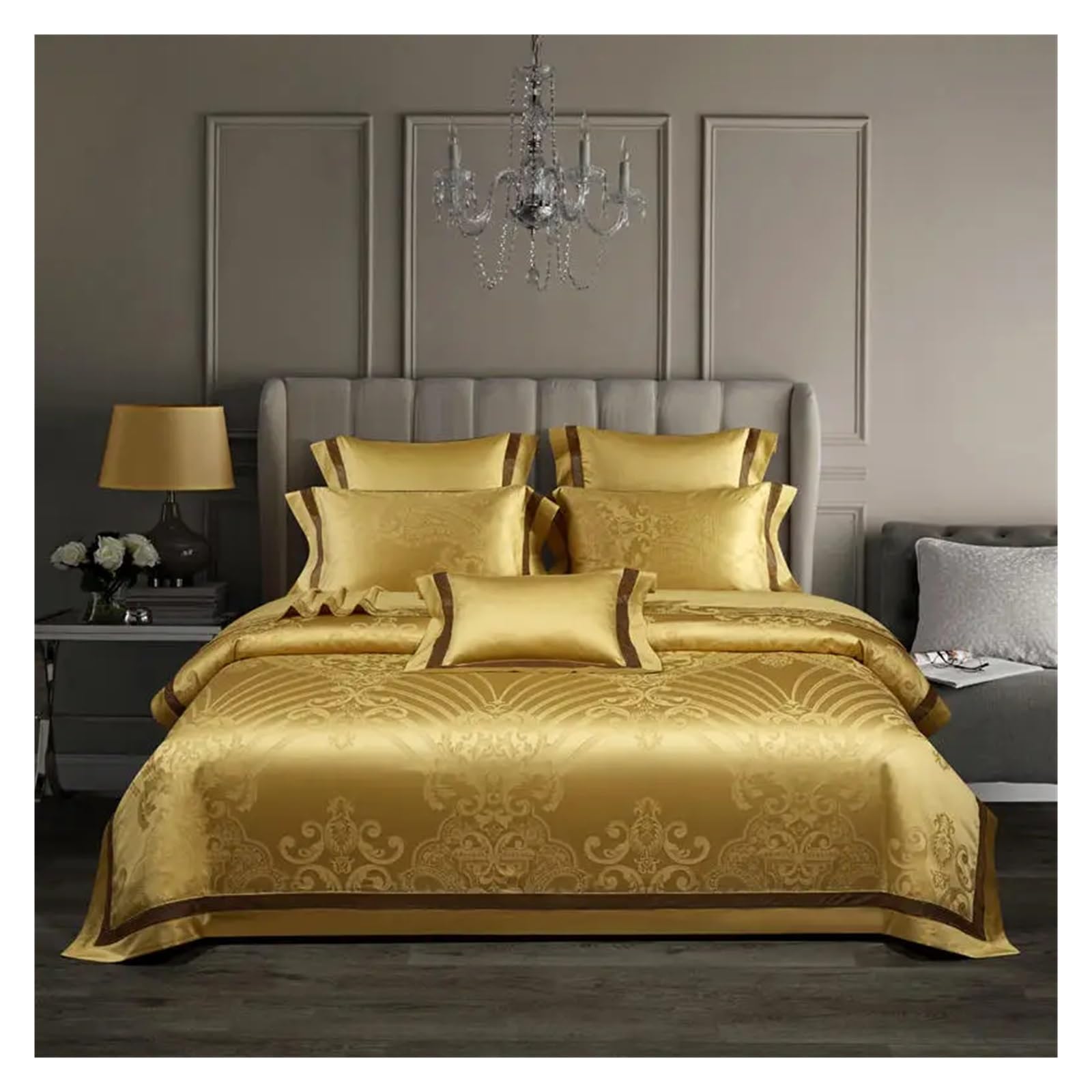Sbcgfy B Ed Four Pieces Set, 1000Tc Egyptian Cotton Chic V-Intage Luxury Jacquard Duvet Cover Set Super King Queen Edding Set Quilt Cover Edsheet Pillowcase,-King Size 2.0M Ed 4Pcs