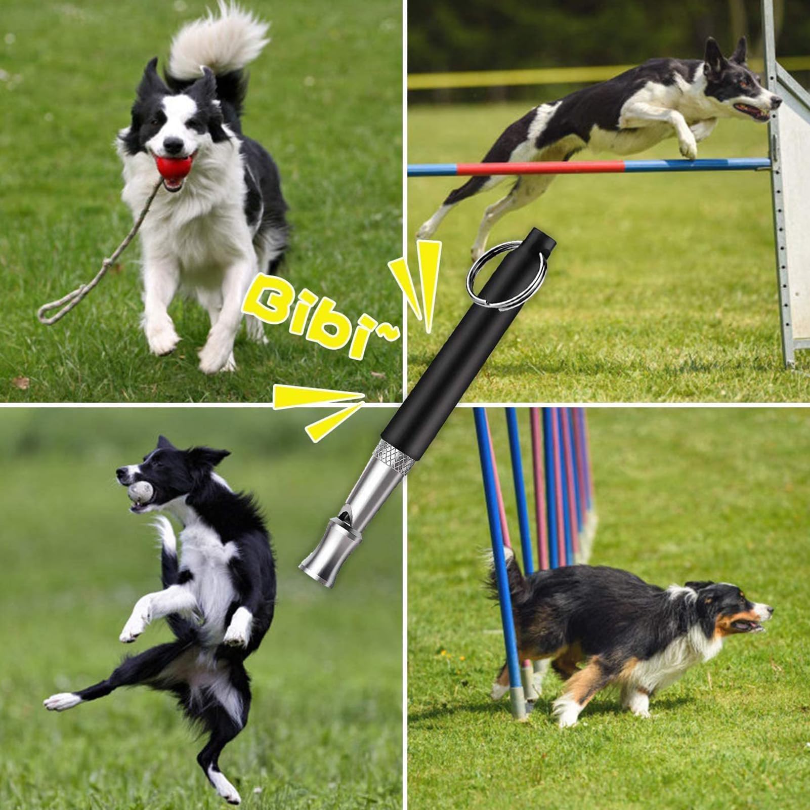 Sifflet pour chien, Sifflet à ultrasons haute fréquence silencieux, Fréquence réglable Sifflet d'entraînement pour chien, Convient à la plupart des races – Noir