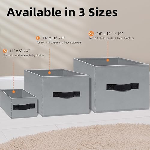 Miniatura 8 de Criusia Cestas de almacenamiento grandes para organizar, paquete de 8 cubos de almacenamiento de tela para ropa, organizadores de armario del hogar