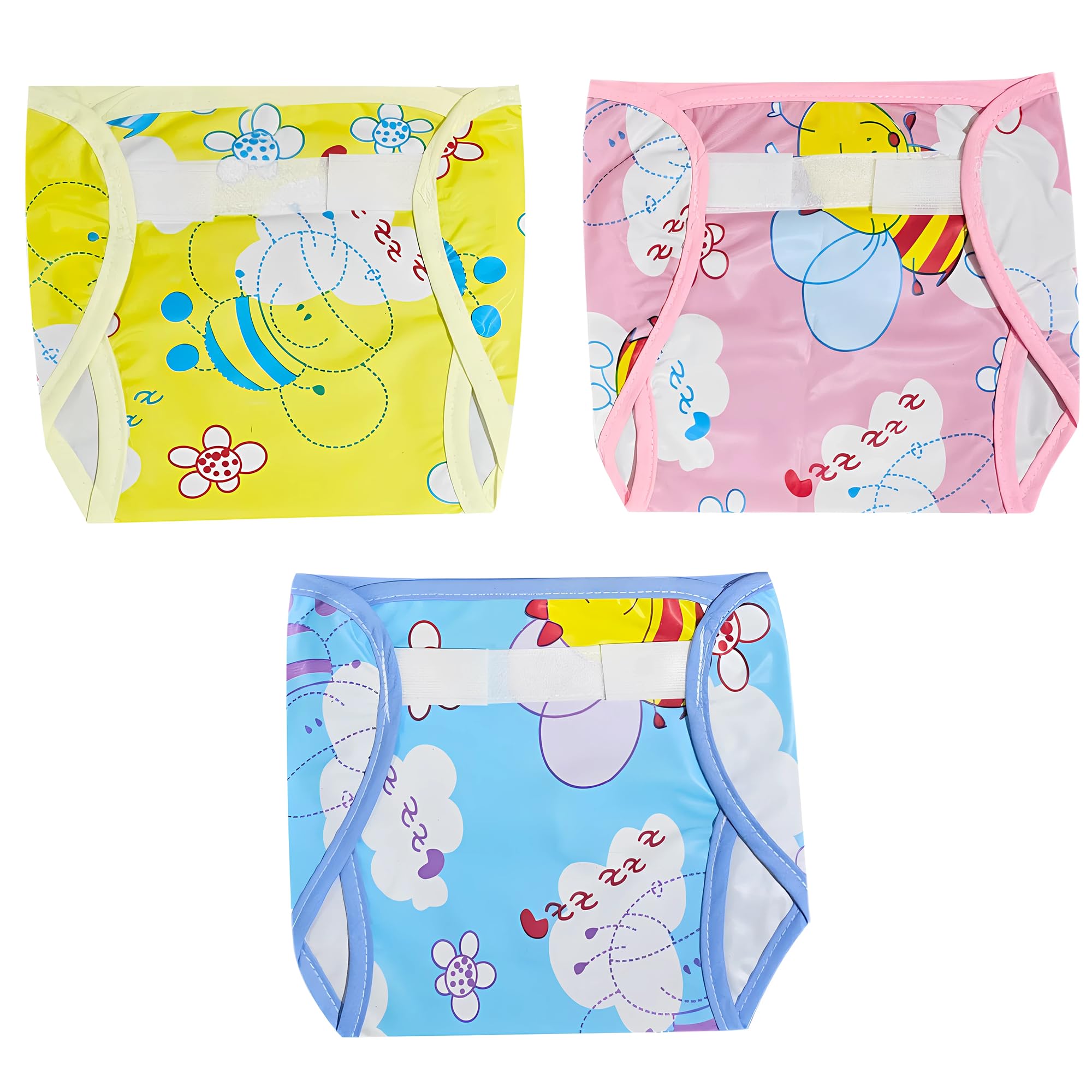 Hooper Baby & Toddler Diaper Covers for 0-3 Years | Reusable, Waterproof & Adjustable Nappy Cover | Ultra Soft, Thin & Breathable Wrap for Sensitive Skin | Unisex Washable Diapers (Design 2, M, 3, count)