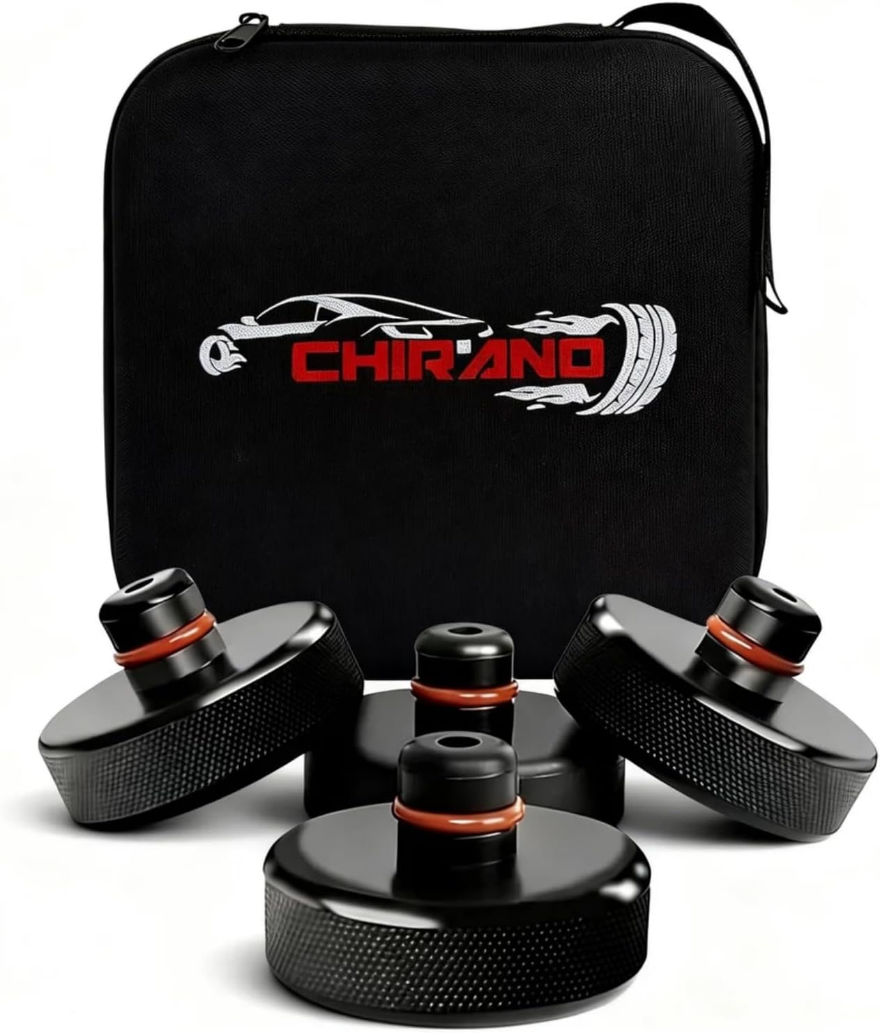 Chirano Lifting Jack Pad for Tesla Model 3/S/X/Y, 4 Pucks with Storage Case, Accessories for Tesla Vehicles