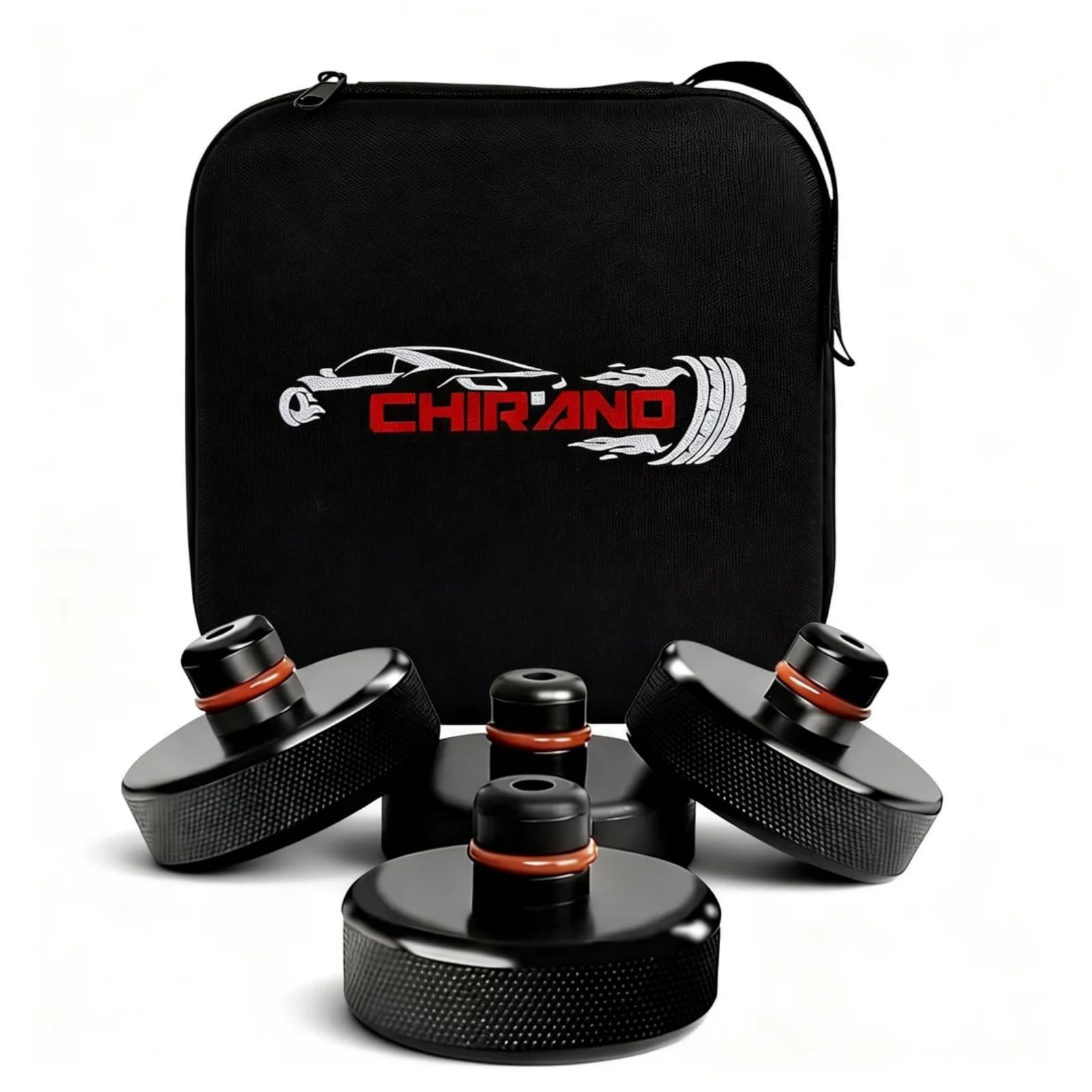Chirano Lifting Jack Pads Compatible with Tesla Model 3/S/X/Y/Y Juniper, 4 Pucks with a Storage Case, Accessories for Tesla Vehicles 2013 to 2026