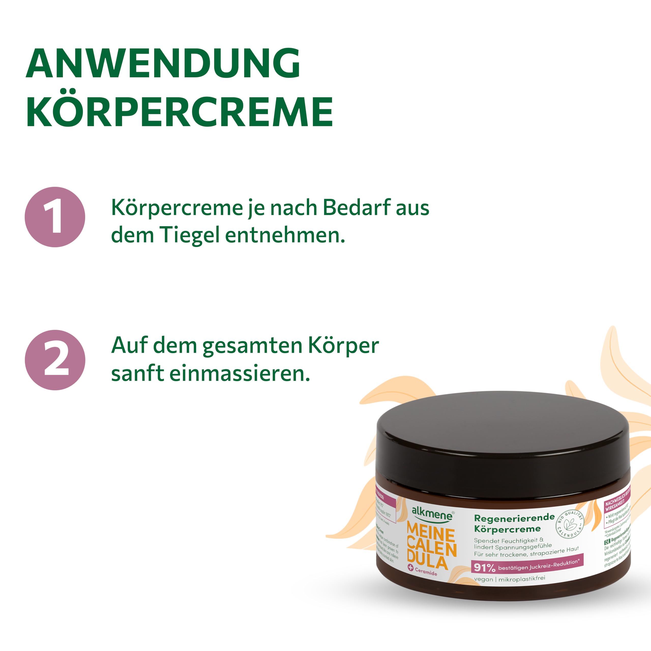 alkmene Crema regeneradora de caléndula para piel seca y dañada, 6 unidades, 200 ml, vegana que alivia el picor, crema corporal muy seca