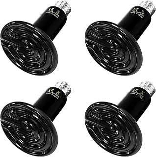 HealSmart Reptile Heat Lamp 150W Ceramic Heat Emitter, No Light Emitting Heat Bulbs for Amphibian Pet Brooder Coop Incubating Chicken, Lizard Bearded Dragon Turtle Snake Terrarium, 4-Pack