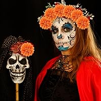 Vista 5 de Cabezas de flores artificiales de caléndula para Halloween, cabezas de flores de caléndula de seda, cabezas de flores de caléndula sintética, cabeza