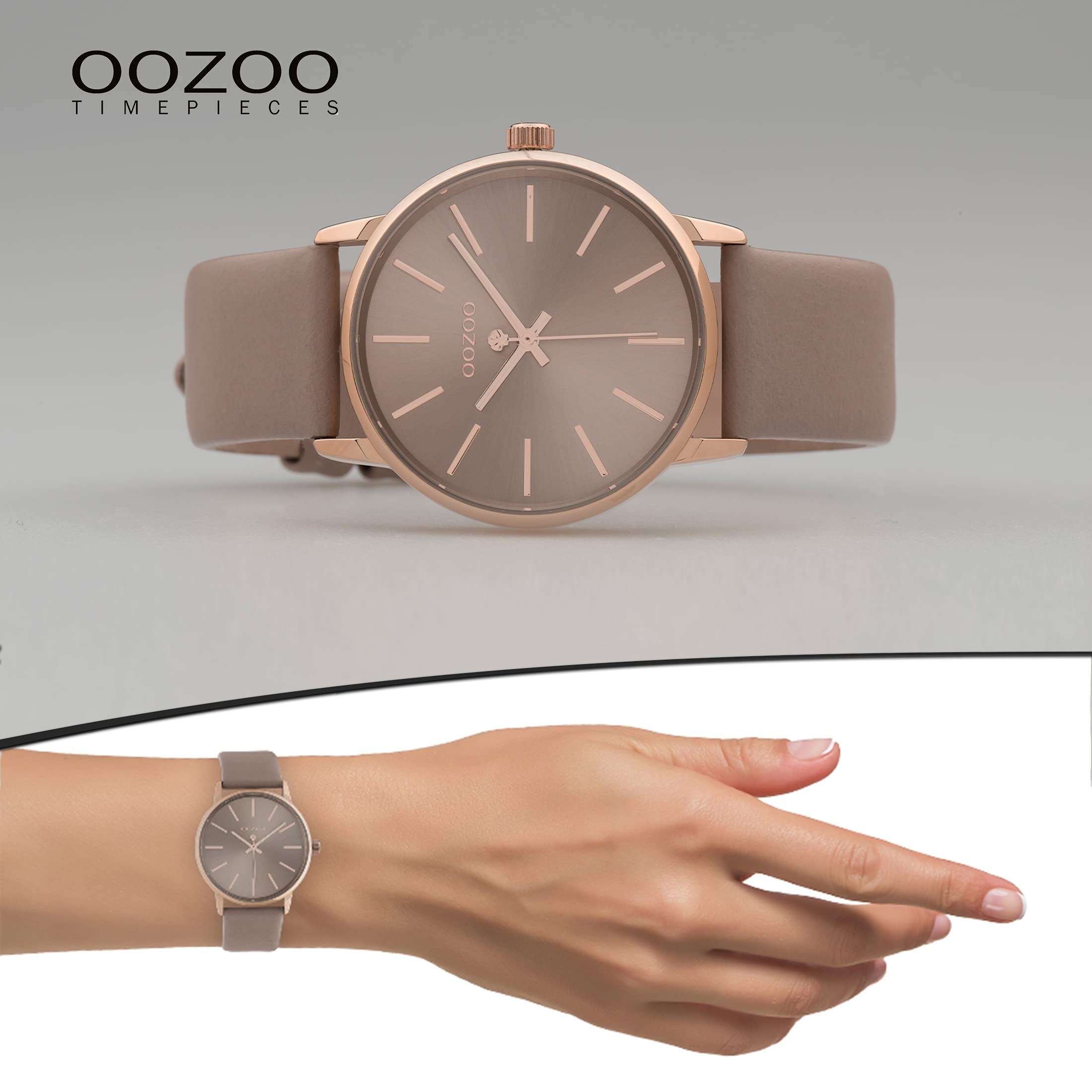 Oozoo Timepieces Damen Uhr - Armbanduhr Damen mit 18mm Lederarmband | Hochwertige Uhr für Frauen - Edle Analog Damenuhr in rund