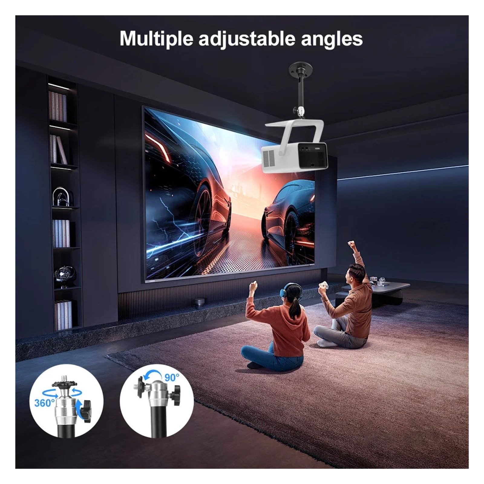 Supporto for proiettore, 6 mm 1/4", YG300 HY300 Pro | Costruzione in metallo, utilizzo a soffitto, supporto for telecamera, configurazione mini proiettore(Silver)