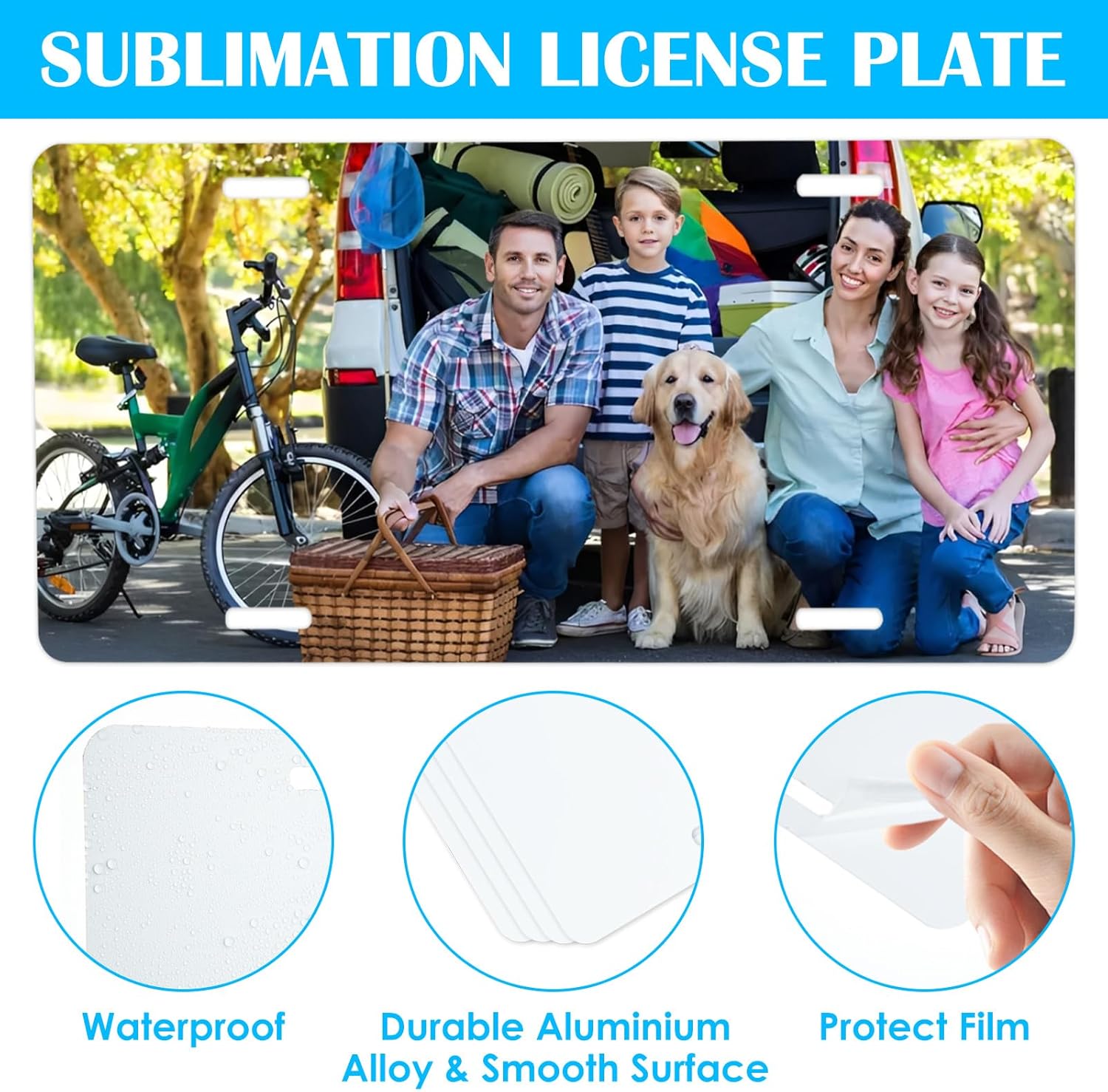 50 Pack Sublimation License Plate Blanks, Metal Aluminum Automotive License Plate Plates Tag, Heat Thermal Transfer Sheet DIY Sublimation Blank for Blank License Plates