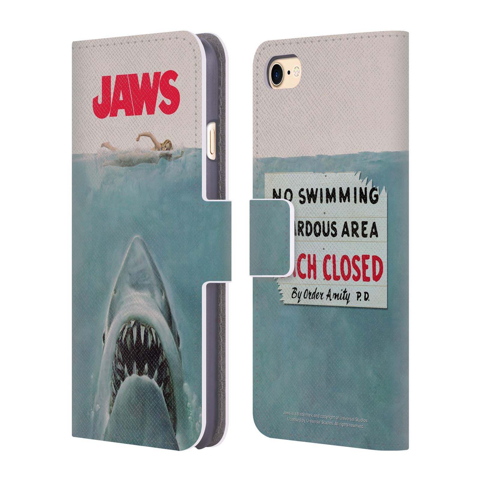 Head Case Designs Officially Licensed Jaws Poster I Key Art Leather Book Wallet Case Cover Compatible With Apple iPhone 7/8 / SE 2020 & 2022