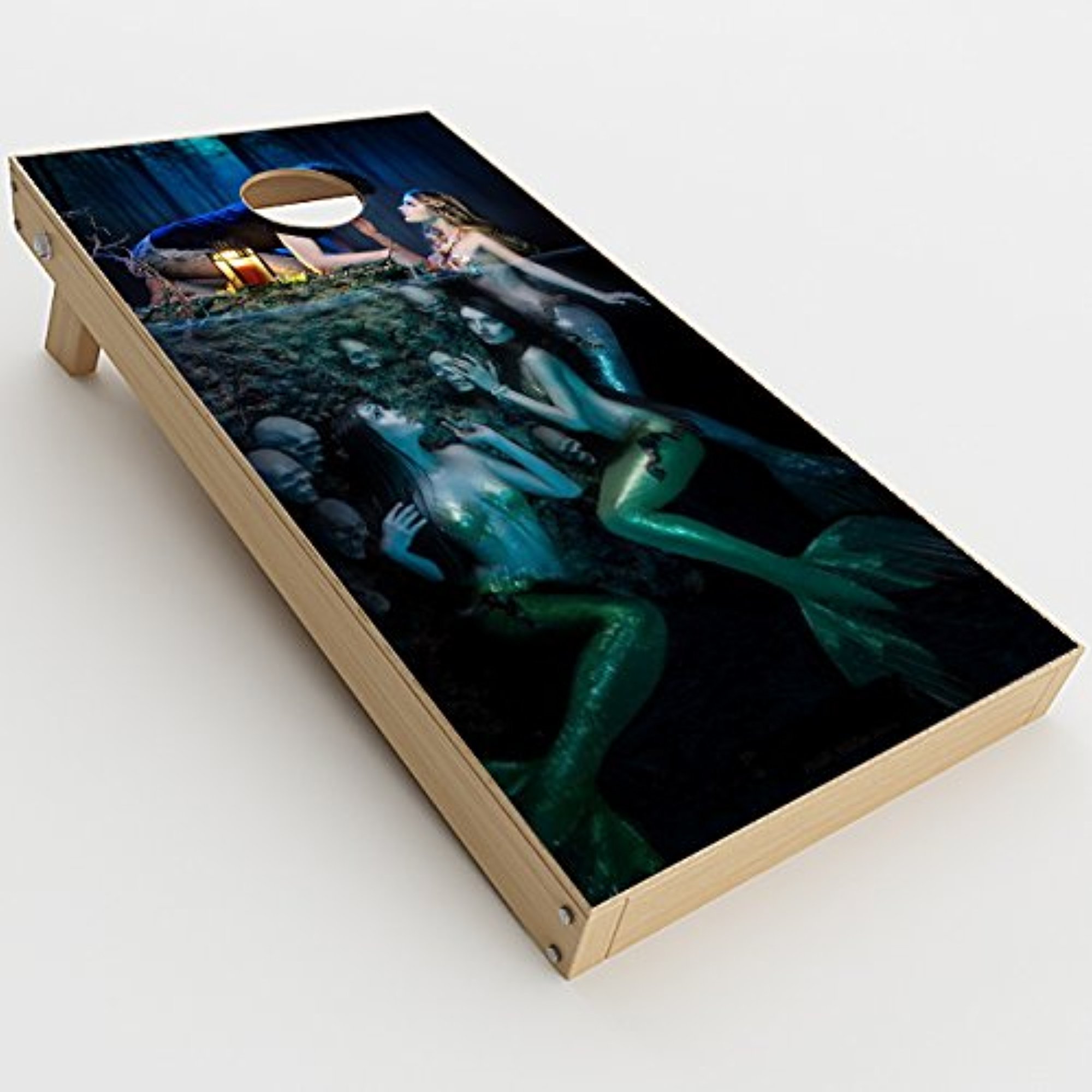 Skin Decals Vinyl Wrap for Cornhole Game Board Bag Toss (2xpcs.) / Sirens Mermaids Under Water