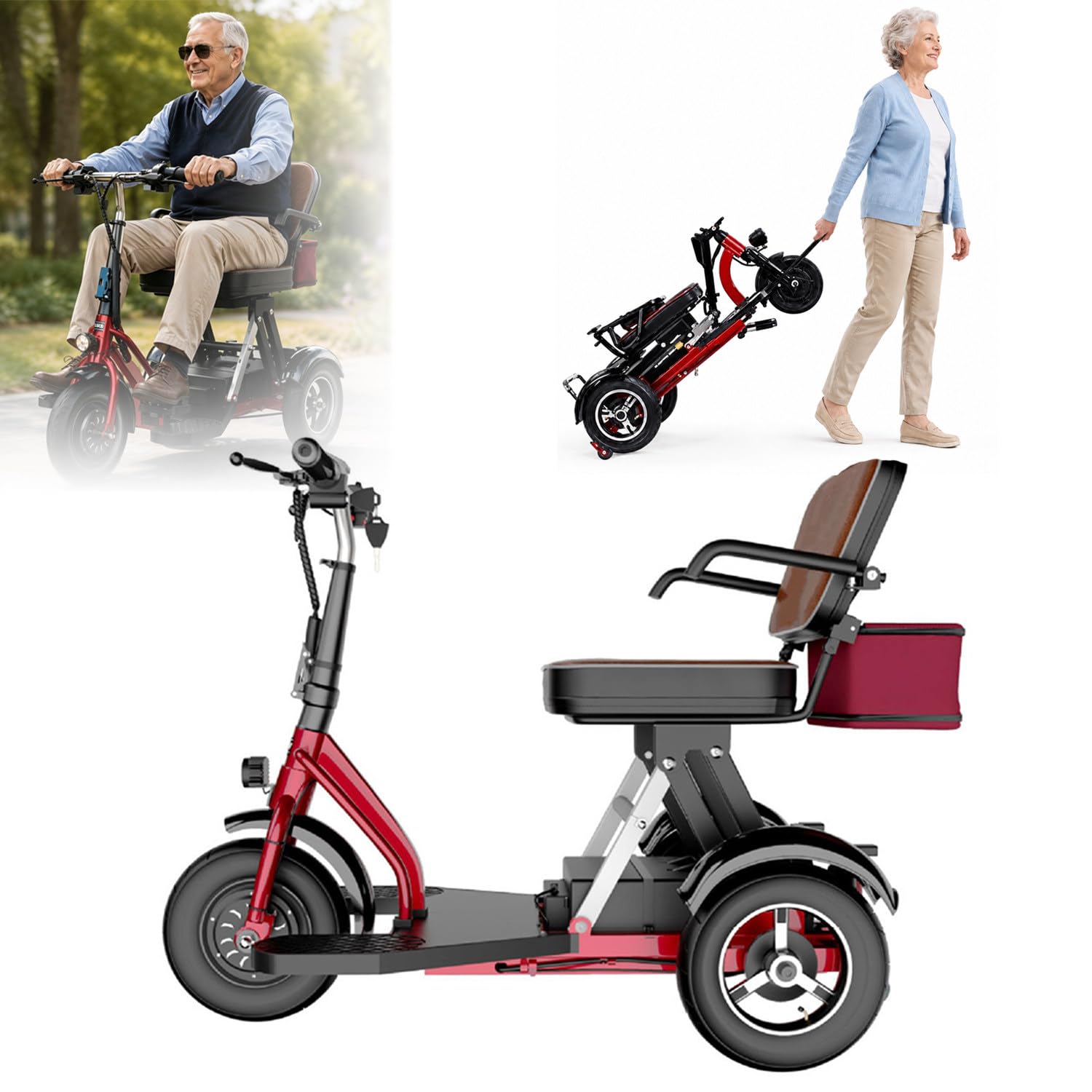 Scooter Electrique Adulte Handicapé– Pliable, Batterie Amovible (Autonomie : 40 Km); pour L'autonomie Au Quotidien des Personnes à Mobilité Réduite,Capacité De Charge De 120 Kg