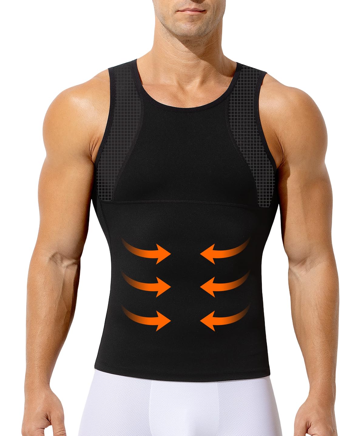 Casey Kevin Shapewear męska elastyczna koszulka kompresyjna do wyszczuplającego brzucha, bez rękawów, koszulka kompresyjna, koszulka sportowa