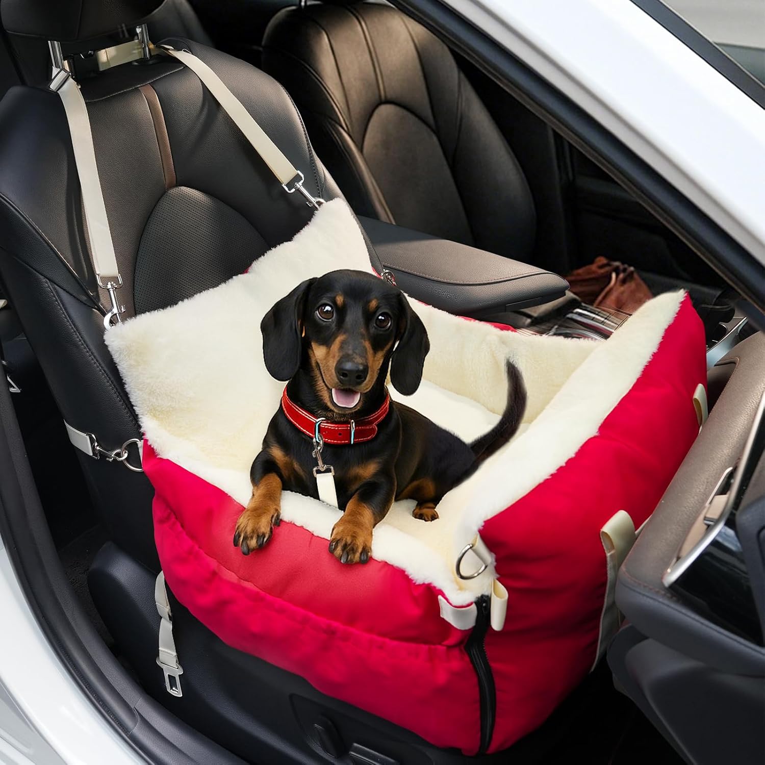 Portable Washable Dog Car Seat for Small Pets up to 30 lbs – Red Portable Washable Dog Car Seat for Small Pets up to 30 lbs – Red
