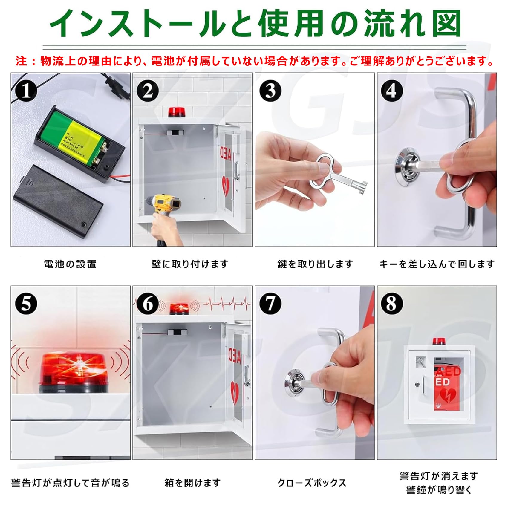 Amazon.co.jp: AED収納ボックス 壁掛けタイプ 警報付き キー付き AED 