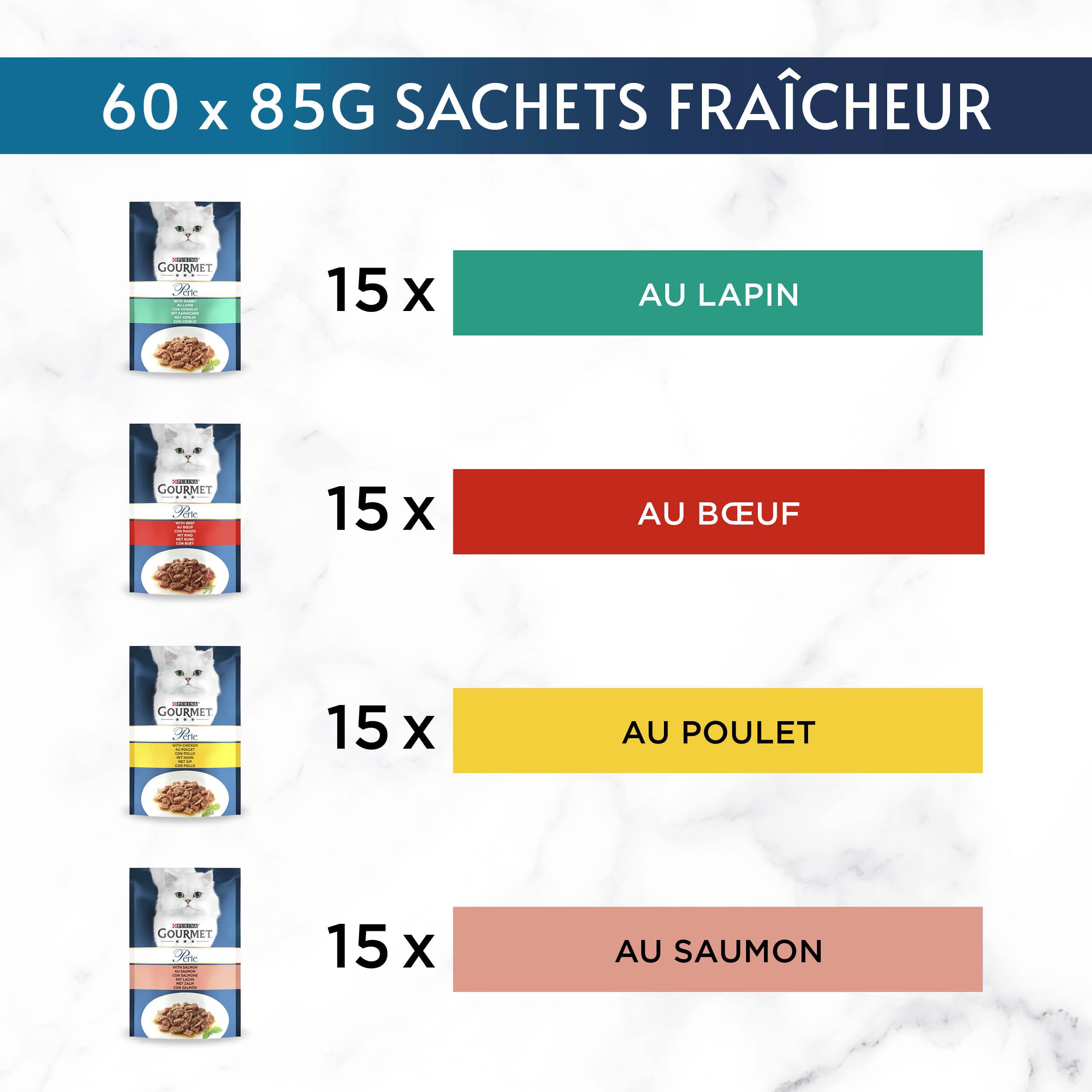 Image secondaire de GOURMET | PERLE | Les Filettines en Sauce | Aliment Complet pour Chat Adulte | Recette 100% complète et équilibrée | Au Boeuf, A