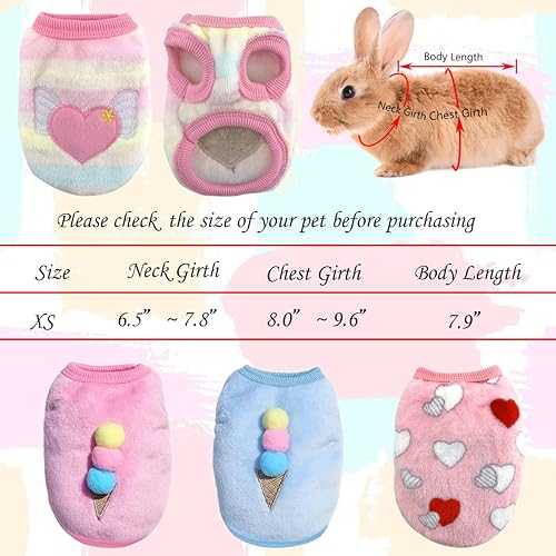 Miniatura 7 de CooShou 4 piezas de ropa de conejo para conejos, chaleco cálido de conejillo de indias de animales pequeños, camiseta suave para gatito, hurón,