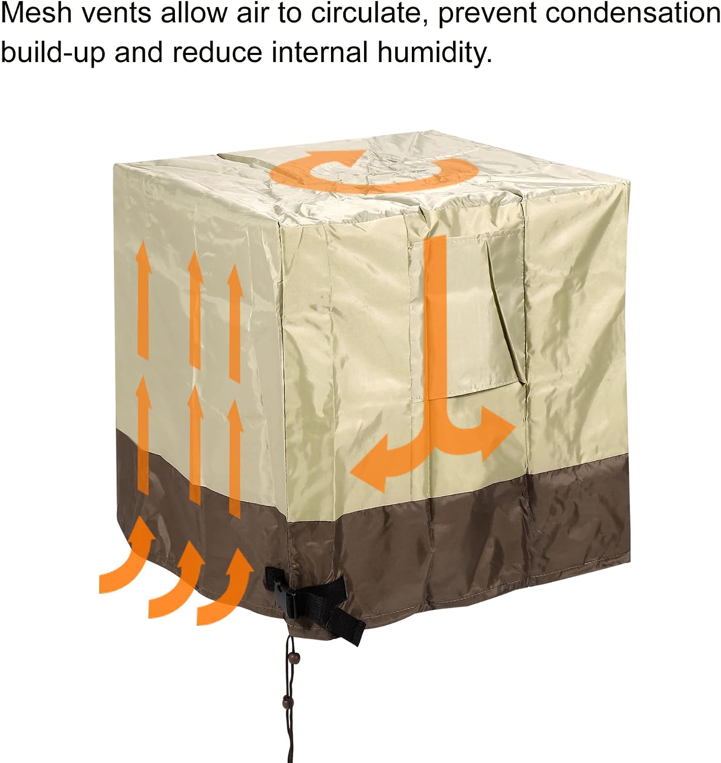 MECCANIXITY Air Conditioner Cover 32 x 32 x 36 Inches Oxford Cloth Waterproof for Outdoor Units Square AC Cover Beige Brown
