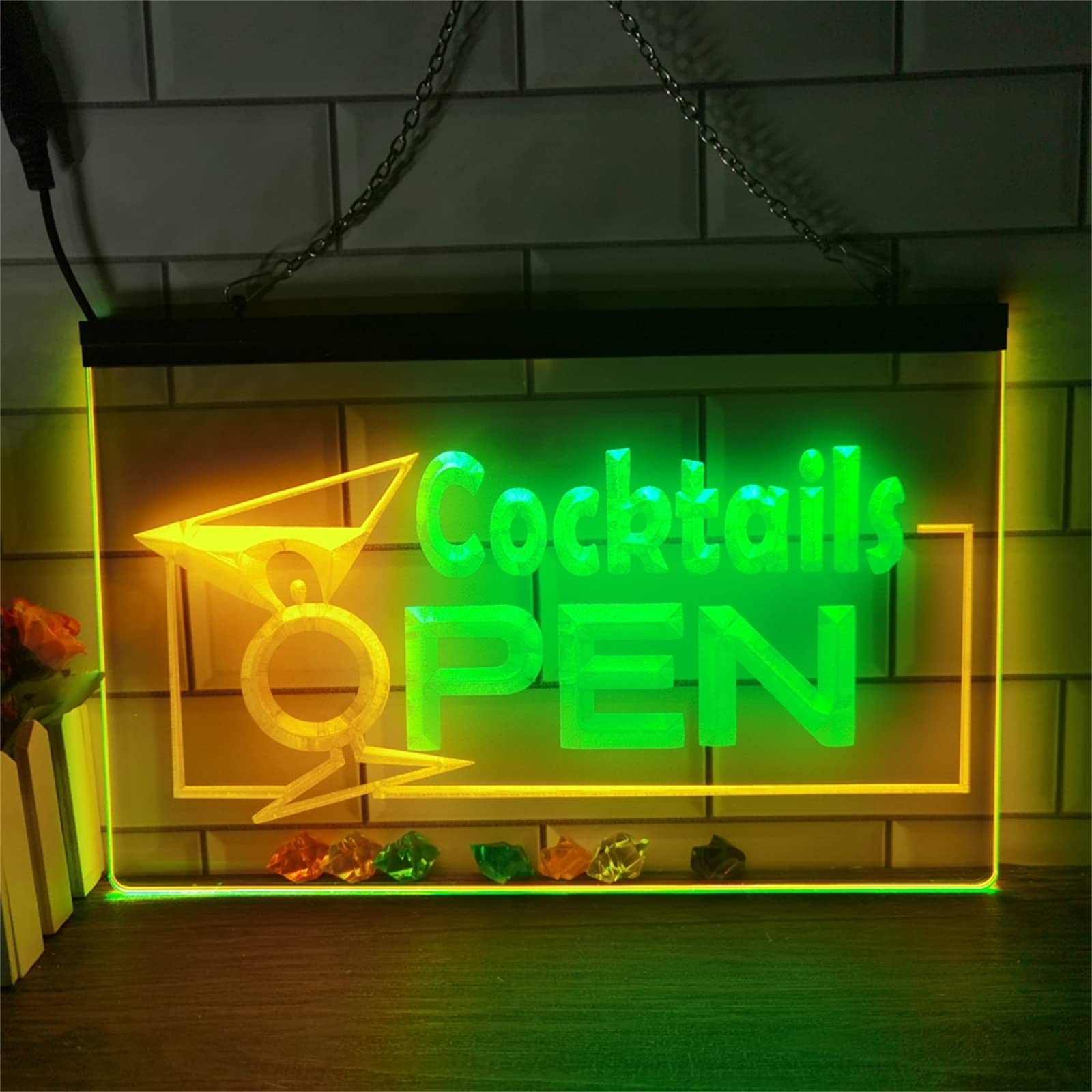 REWIS Cocktails Open LED Neon Signs