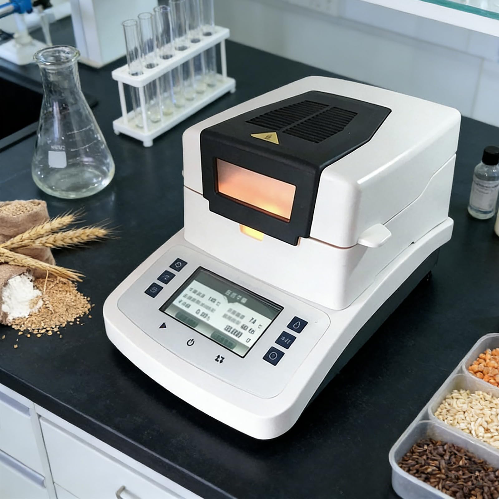 Analizzatore di umidità digitale, capacità 110g, leggibilità 0.001g, touch screen LCD, per laboratorio chimico di cereali alimentari