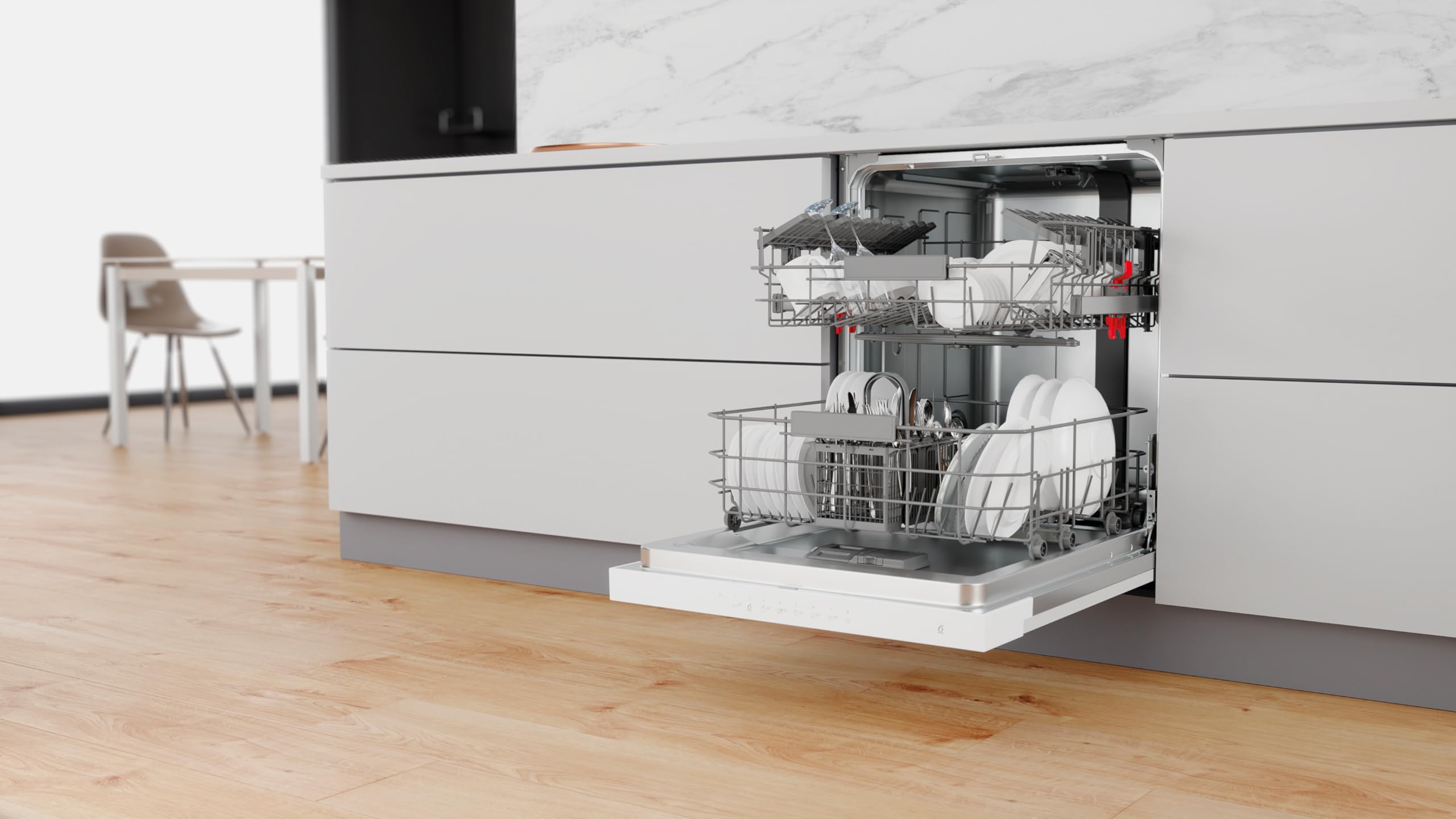 Whirlpool WBC3C26 Lave vaisselle encastrable 60 cm A++ Bandeau blanc Affichage temps restant Départ différé